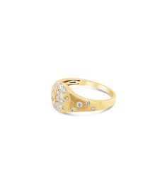 (1) Diamond Celestial Pinky Ring – Olive & Chain Celestial Style Diamond Signet Ring In Yellow Gold, Celestial Yellow Gold Rings With Single Cut Diamonds, Gold Satin, Pinky Ring, Signet Ring, Yellow Gold Rings, White Gold Rings, Satin Finish, Gold Bracelet