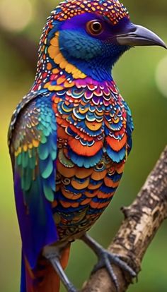 a colorful bird sitting on top of a tree branch