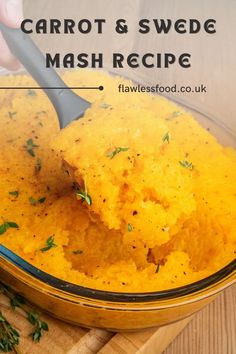 carrot and swede mash recipe in a glass bowl