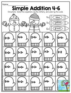 a printable worksheet for addition 1 - 6 to help students learn how to use