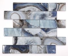 blue and white marble mosaic tiles on a wall