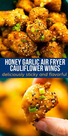 honey garlic air fryer cauliflower wings are delicious and easy to make with just a few ingredients