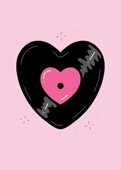 Illustration of a heart-shaped vinyl record. Cute Canvas Paintings, Valentines Wallpaper, Canvas Painting Designs, Preppy Wallpaper, Mini Canvas Art