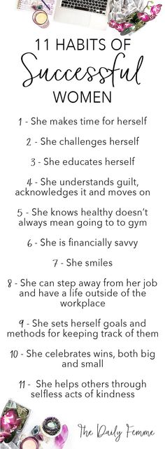 a poster with the words 11 habitts of successful women