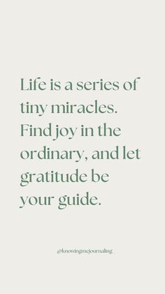 a quote that says life is a series of tiny miracles find joy in the ordinary, and let gratitude be your guide