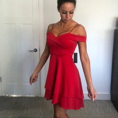 Bright Red Off The Shoulder Dress. Brand New With Tags Flirty Red A-line Mini Dress, Red Off-shoulder Mini Dress For Date Night, Red Fit And Flare Mini Dress, Red Chic Fit And Flare Mini Dress, Red Fit And Flare Dress For Night Out, Red Fit And Flare Mini Dress For Date Night, Red Fit And Flare Mini Dress For Night Out, Red Off The Shoulder Dress, Mint Dress Lace