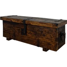 an old wooden chest with metal latches