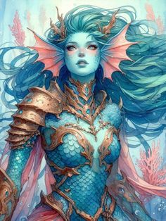 dnd triton girl Mermaid Dnd Character, Dnd Triton Female, Dnd Siren, Merfolk Dnd, Triton Character Design, Sea Elf Dnd, Mermaid Dnd, Water Genasi Female, Sea Elf Female Dnd