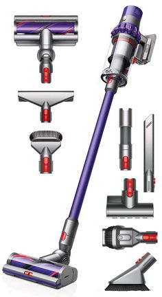 several different types of vacuums and mop attachments on a white background with clipping lines