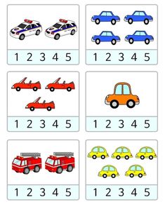 an activity sheet for children to learn how to count the numbers in cars and trucks