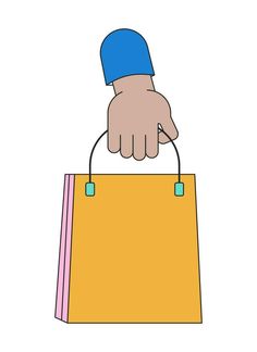 Holding branded paper bag linear cartoon character hand illustration. Carrying shopping bag outline 2D vector image, white background. Sales clothing store packaging editable flat color clipart Store Packaging, Color Clipart, Flat Color, Hand Illustration, Cartoon Character, Cartoon Characters, Clothing Store, Carry On, Paper Bag