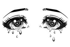 an eye with tears and drops