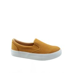 This style runs a little large, please order half size smaller for better fit Round toe silhouettee Canvas, Faux Suede Slip On Form cushioned insole Platform measures approximately 1.25 Size: 7.  Color: Yellow.  Gender: female.  Age Group: adult. Sock Fashion, Cheap Sneakers, Sneakers Looks, Casual Flat Shoes, Lacing Sneakers, Wedge Sneakers, House Shoes, Fashion Socks, Fashion Sneakers