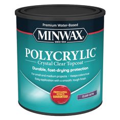 a can of polycrylic is shown on a white background with the words'minwax crystal clear topcoat '