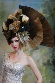 Outrageous Hairstyles, Hairstyles Extravagant, Luxury Extravagant Headpiece For Costume Party, Extravagant Headpiece, Fantasy Hair Competition, Hair Art Photography, Hair Projects, Headpiece Diy