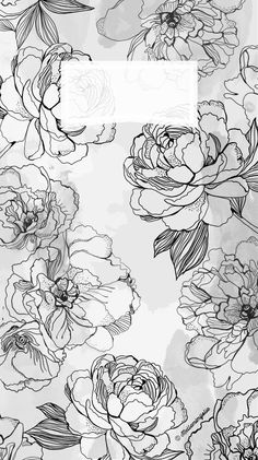 black and white flowers on a gray background