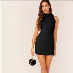 Nwot The Perfect Classy And Sexy Little Black Dress. Mock Turtleneck Knit Dress Fits In All The Right Places. Was Going To Take This On A Cruise That Was Cancelled. Never Worn. In Original Packaging. Turtle Neck Mini Dress, Bodysuit Dress, Shein Dress, Body Con Dress, Shein Dresses, Turtle Neck Dress, Mock Turtleneck, Knit Dress, Colorful Dresses