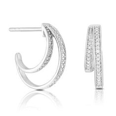 www.Jewelry-Gift.com Find many great new & used options and get the best deals for New In Box H Samuel Sterling Silver Diamond 13mm Double Hoop Earrings at the best online prices at eBay! Free delivery for many products! Double Hoop Earrings, Fine Jewellery Earrings, Fashion Help, Silver Diamonds, Jewellery And Watches