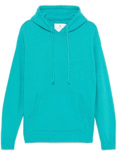 aqua blue wool ribbed knit drawstring hood long sleeves front pouch pocket straight hem When buying this unisex item, keep in mind that it is graded in standard men's sizing. Turtleneck Hoodie, Wool Hoodie, Womens Turtleneck, Balenciaga Triple S, Knit Hoodie, Blue Wool, Sweaters Knitwear, Mens Activewear, Hooded Sweater