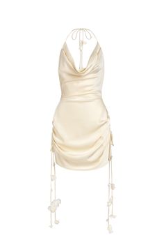 Made from premium silk, its elegant A-line cut and cowl neckline exude sophistication and exclusivity. With its flowing silhouette, this dress is perfect for any event, whether a high-end gala or a night out on the town. Elevate your wardrobe with this must-have piece. Cream Color Dress, Diamond Jewelry Earrings, Desired Reality, Mean Blvd, Expensive Jewelry Luxury, Jewelry Luxury, Silk Gown, Expensive Jewelry, Cowl Neckline