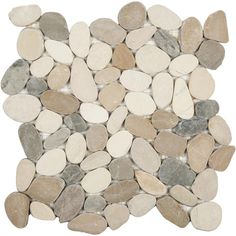 a white and grey stone tile with small rocks on it