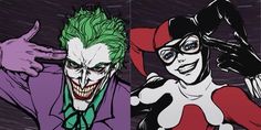 the joker and harley characters are in color