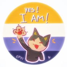 an image of a cartoon character with the words yes i am