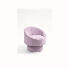 a small purple chair sitting on top of a white floor