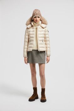 Light Beige Badyf Short Down Jacket - Short Down Jackets for Women | Moncler US Moncler Maya 70 Short Down Jacket, Graphic Aesthetic, Personalized Jacket, Vests For Women, Jacket Beige, Cardigan Shirt, Outerwear Outfit, Down Jackets, Ski Pants