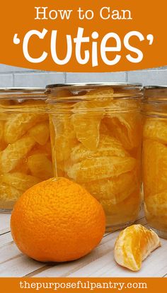 oranges in jars with the title how to can mandarin oranges