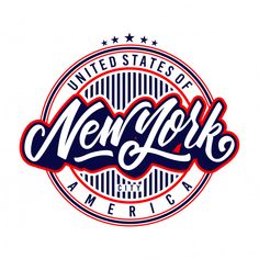 the logo for the united states of new york, with stars and stripes on it