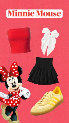 an image of minnie mouse in various outfits