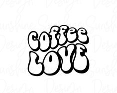 the word coffee joy is drawn in black ink on a white background with some type of lettering