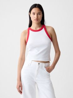 Modern Rib Cropped Halter Top Fitted Cropped Top By Gap, White Ribbed Halter Top For Summer, Summer White Ribbed Halter Top, Gap Crop Top For Summer, Gap Cropped Crop Top For Summer, Gap Cropped Tops For Spring, Gap Cropped Top For Summer, Fitted Gap Crop Top For Summer, Fitted Gap Crop Top For Spring