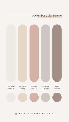 the color palette for nude and neutrals is shown in shades of beige, pink, brown