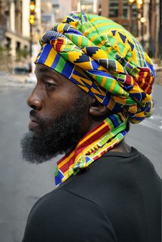 Dupsie's Nsroma Kente African Print pre-wrapped Turban DPH4075PT Turban For Men, African Dashiki Shirt, African Tops For Women, African Pants, African Shoes, African Hats, African Tops, Head Wraps For Women, African Dashiki