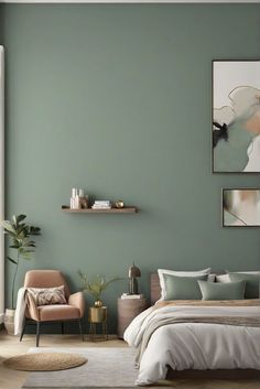 home decor interior design,interior bedroom design,designers kitchen,interior design space planning Small Room Paint Ideas, Small Bedroom Color Ideas, Trendy Bedroom Decor, Small Room Paint, Indoor Paint Colors, Wall Color Schemes, Interior Design Secrets, Wall Color Combination, Green Bedroom Ideas