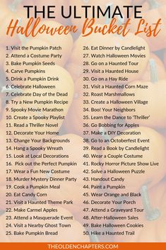 the ultimate halloween bucket list with pumpkins and other things to do in the fall