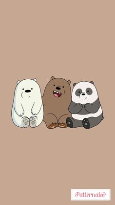 three cartoon bears sitting next to each other