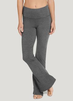 When it comes to yoga, it s best to go with the flow and we have just the pant for that. The Jockey® Cotton Stretch Slim Yoga Flare Pant is a soft and stretchy go-to, crafted with breathable cotton and a plenty of stretch. Boasting a flare-leg cut with a nod to Y2K style, this versatile yoga pant is ideal for days when you need a little a break from traditional tapered leggings and want to add a little throwback vibe. | Jockey® Cotton Stretch Slim Yoga Flare Pants in Charcoal Heather Bootcut Yoga Pants Outfit, Jockey Leggings, Yoga Flare Pants, Matching Pjs, Fall Fit, Flare Pant, Go With The Flow, Yoga Activewear, Yoga Pant