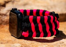 This Apple Watch band is handmade to order using high quality paracord made in the USA. Here at Falcon Labs, we hold our quality standards and customer satisfaction above all and guarantee each and every watch band we ship to your door will exceed your expectations! If for any reason you are not completely satisfied with your order, please reach out to us immediately and give us the chance to correct any concerns that you may have.  The design of this watch band allows it to remain very soft, form fitting, and flexible, which makes for a very comfortable wear while still remaining incredibly durable. The nylon material that this paracord is made from is guaranteed to tackle any tough conditions that you encounter during everyday wear, and at the end if the day if it needs to be cleaned, a Black Paracord Watch Accessories For Outdoor, Adjustable Paracord Watch Bands For Outdoor, Outdoor Black Paracord Watch Accessories, Trilobite Paracord, Amarillo Tx, Paracord Survival, Lanyard Keychain, Loop Bands, Apple Watch Accessories