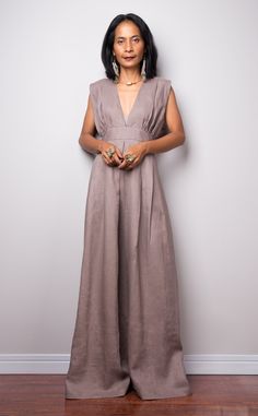 Linen Dress, Sleeveless taupe maxi dress, Long linen cocktail dress, Women's Evening dress, Summer holiday dress, Party dress OS2 Linen Cocktail Dress, Chic Flax Linen Dress, Sleeveless Linen Wedding Dress, Beige Sleeveless Dress For Summer Wedding, Elegant Flax Linen Dress, Beige Linen A-line Maxi Dress, Linen Maxi Dress For Party, Linen V-neck Party Dress, Fitted Linen Maxi Dress For Party