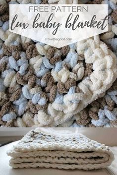 a blanket made out of baby blankets with text overlay that reads free pattern lay baby blanket