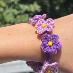 Adjustable Bracelet! Includes Free Surprise Gift! Adjustable Crochet Jewelry For Festivals, Adjustable Crochet Jewelry Bracelet, Adjustable Crochet Beaded Bracelets, Adjustable Crochet Beaded Bracelet, Adjustable Crochet Bracelet, Adjustable Purple Bracelets For Spring, Cute Handmade Purple Friendship Bracelets, Colorful Bangles, Plastic Bangles