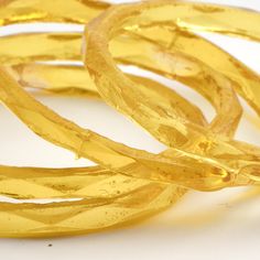 Lot (4) Antique Czech golden yellow faceted glass bangles rings 61mm Yellow Stackable Jewelry, Glass Bangles, Bangle Ring, Faceted Glass, Golden Yellow, Bangles, Yellow, Glass