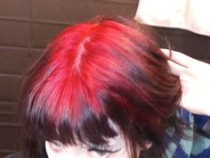 Orange Hair With Black Highlights, Red Roots Hair, Red Hair Inspo Grunge, Alt Red And Black Hair, Orange Grunge Hair