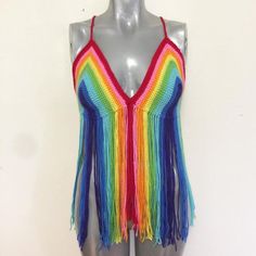 Melted Rainbow Pride Top Crochet pattern by Liz Peltola Rainbowcore Fashion, Pride Crochet, Pride Accessories, Rainbow Pride Flag, Pride Festival, Top Crochet Pattern, Crochet Festival, Rainbow Flag Pride, Festival Ideas