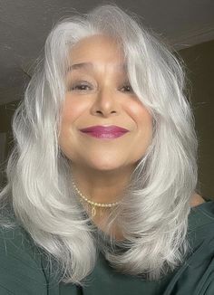 Long Silver Hair, Silver White Hair, Hair Styles For Women, Silver Hair Color, Silver Grey Hair, Blending Gray Hair