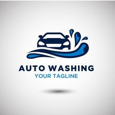 the logo for auto washing your tagline is clean and ready to be used as a car wash station