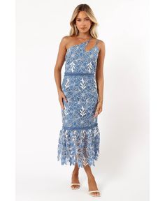 in stock Petal And Pup, One Shoulder Midi Dress, Blue Midi Dress, Blue Dresses, One Shoulder, Pick Up, In Store, Buy Online, Cute Outfits